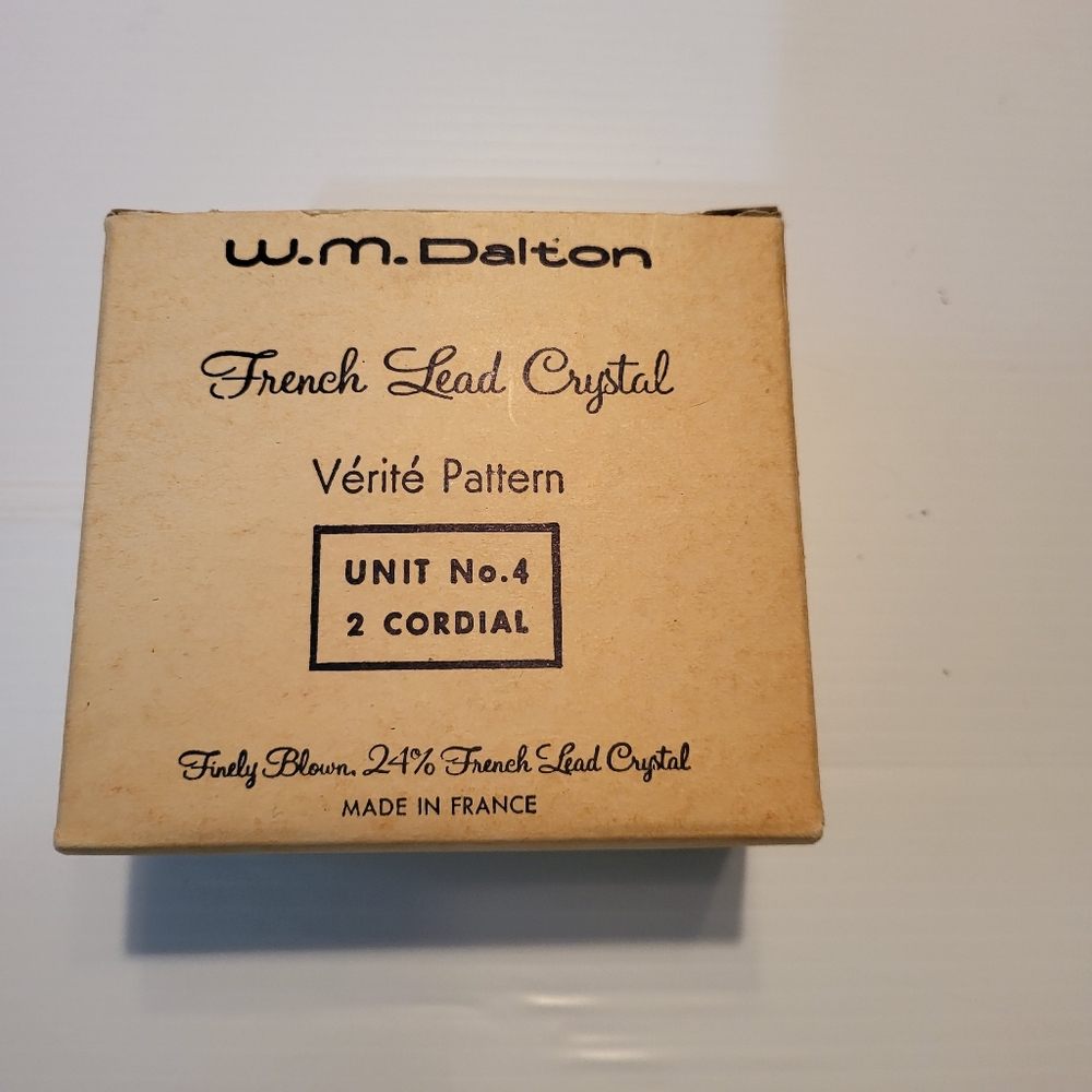 Vintage W.M Dalton 24% French Lead Crystal 2 Wine Goblets Unit No 2 In Box